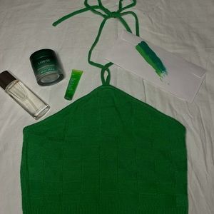 Tie crop top, Eye pop green, size small